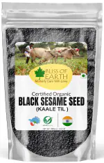 Bliss of Earth 100gm unhulled Black Sesame Seeds, Kaale Til, Fresh & Organic Fully Fiber Rich Great for Cooking & Baking