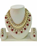 Jn Handicraft Alloy Maroon, White Jewel Set For Women And Girls
