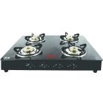 MiDaz Glass Top 4B Black Frame Black Glass Top LPG Stove With Jumbo Burner (4BBJ)_64*57*13.5_Black