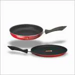 MACclite Non Stick Aluminum Cookware set of 2pc Duo Pack (Dosa Tawa 25cm,Fry Pan 1.25 L 20cm Diameter) Lpg Stove Compatible only (Nonstick PFOA Free,Non-Toxic,Food Grade Quality)