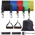 Whinsy Complete Resistance Bands Set - Includes 5 Exercise Tubes, 1 Door Anchor, 1 Pair Ankle Straps, 1 Pair Handles & 1 Bag with Workout Chart (Multicolor)