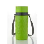 YELLOCUT Double-Wall 1000ml Plastic Thermos Flask with Stainless Steel Inner & Belt for Tea & Coffee