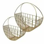 Decor ArtMoradabad Golden Iron Half Round Net Hamper Basketshamper Baskets Gift