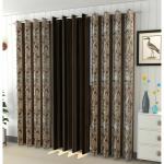 DIVINE HOME DECOR 152.3 cm (5 ft) Polyester Window Curtain (Pack Of 3) (Self Design, Brown)