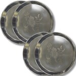 SHINI LIFESTYLE Stainless Steel Plate, khumcha Thali, Floral design, Light weight 30cm dinner plate 4pc