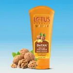 Lotus Herbals Safe Sun DeTAN After-Sun Face Scrub, Walnut & Turmeric, All Skin Types, Orange, 100 g
