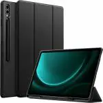 ProElite Cover for Samsung Galaxy Tab S9 FE Plus/S9 Plus 12.4 inch Cover, Soft Flexible Flip Case Cover with S Pen Holder for Galaxy Tab S9 FE+/S9 Plus 12.4 inch, [Recoil Series]- Black