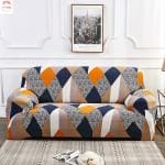 Furshine Printed Twill Sofa Slipcover. One Piece Stretch Couch Cover. Strapless Sofa Cover for Living Room. Fallon Collection Slipcover Triple Seater, Blend Geometric (185-230cm)