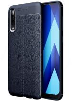 Golden Sands Slim Drop Tested Leather Texture Shockproof Armor TPU for Samsung A50 Mobile Back Cover (Samsung Galaxy A50s / A30s Back Cover Case), Blue