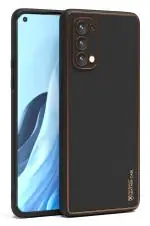 U&E Black Leather Back Cover For Oppo Reno 5 Pro