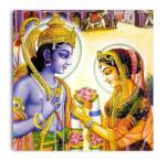 Tamatina Multicolor Religious Art Sita Ram God Unframed Canvas Painting - 13X13 Inch
