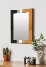 999Store Black Rectangular MDF Strips Pattern Printed Wall Decorative Mirror 14 inch x 20 inch (MirrorSMP344)