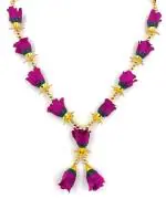 Xtore (Size: 12 Inch) Artificial Purple Rose Garland for Photo Frame | Handmade Gulab Pearl Moti Artificial Flower Mala for God Idols