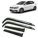 Kingsway Car Wind Deflectors Rain Guard Window Visor for Volkswagen Polo GT 2012, 2013, 2014, 2015, 2016, 2017, 2018, 2019, 2020, 2021, 2022, 2023, 2024, 2025 Model, Car Door Visor with Chrome Lining Online India, Car Sun Shades