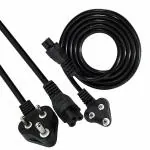 1 Meter 250 Volts 3 Pin Laptop Power Cable Cord - Black - 1 Year Warranty