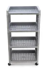 Plastic 4 Tier Multi-Purpose Storage Organizer Kitchen and Office Rack with Wheels (Silver)