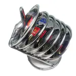 90 Degree Store Tea Coaster Set Stand Stainless Steel Ladder Shape Fancy, 6 pc Set, 6 x 3.5 Inch