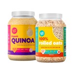 Yogabar Organic Quinoa 1.5kg | 100% Rolled Oats 1.2 kg | Premium Golden Rolled Oats, Gluten Free Oats with High Fibre, 100% Whole Grain, Non GMO | Diet Food for Weight Loss | Combo