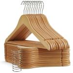 ROCKFIELD UINICOR Wooden Hangers - 30 Pack - Slim Wooden Suit Hangers Coat Hangers for Closet, Heavy Duty Hangers Precisely Cut Notches Wood Hangers,Clothes Hangers for Shirt Suit Dress Natural