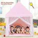 OSANA Children Boy Girls Portable Castle Playhouse | Medium Size Light Weight Kids Polyester Play Tent House for 3-13 Year Old Kids Girls and Boys Plan Pink