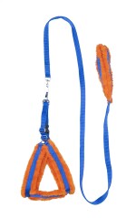 FURRY TAILS Dog Belt Padded Harness with Adjustable Belt Suitable for all Breeds (Waterproof, Medium, Blue - Orange)