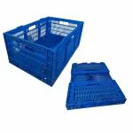 Xela Portable Folding Multipurpose Heavy Duty Big Blue Portable Plastic Crate | Crates for storage | Vegetable basket | Fruit | Fish | Milk Size-60x40x25cm (25kg Capacity)
