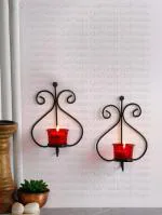 CraftVatika Metal Candle tealight holder wall sconces hanging for home decoration (Pack of 2)