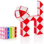TOYDEN Kipa Gaming Twist Puzzle Magic Snake Cube 36 Pieces Blocks Geometric Brain Teaser Ruler Toy (Red, White)