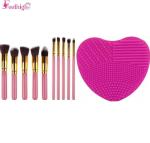Feelhigh 10 pcs Makeup Brushes Set Premium and 1 pcs Heart Shape Brush Cleanse