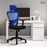 Rose Designer Chairs Teesla Blue and Black Mesh High Back Office Chair
