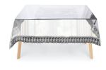 Stylista 4 to 6 Seater Transparent Table Cover Square Shaped WxL 66x66 inches 0.15 mm Thickness with Silver Lace