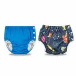 Chinmay Kids Combo of Baby Swim Diaper Waterproof Reusable Leakproof Adjustable Infant Pool Pant Boys Girls Swimsuit, Age Group - (4 months - 3 Years) | Blue Space print