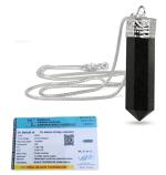 Divinity Crystals Black Metal Natural Tourmaline Certified Pendant Locket With German Chain For Men And Women