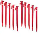Fitfix Red Plastic Tent Pegs Stakes Outdoor Camping Tent Awning Tools Accessories, 5 (Set Of 5)