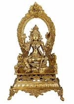 Kalakrithi Religious Brass Rajarajeshwari with Prabhavali 30.5 x 25.4 cm