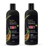Vivaglo Herbal 3 in 1 Hair Dye Instant Black Hair Shampoo for Women & Men|Organic Shampoo Herbal 3 in 1 Hair Dye Instant Black Hair for Women & Men 100% Coverage 200ml, Salon like Hair Color at Home, Only 5 Minute Root Hair Dye Coloring Kit (Pack Of 2)