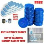 Fezora Automatic Flush Toilet Bowl Cleaner Tablets Washing Machine Cleaner Tablets Bathroom Toilet Tank Cleaner, Tub Cleaner / Drum Cleaner Tablet / Front And Top Load Washing Machine Cleaner(Toilet tablet 10) + (Washing machine tablet 10)