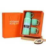WAYRON Vacuum Flask Set with 2 Cups, Insulated Double Wall Stainless Steel 500ml Tea Coffee Thermal Flask with 3 Cups, Hot and Cold Bot