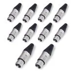MX 3 Pin XLR Female to Male Connector High Conductivity and Ultra Low Noise (pack of 10)