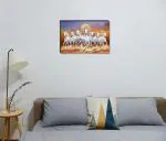 Masstone Seven Horses Vastu Painting With Frame | Running Horse Painting (12x18 Inch) | Seven Horses Wall Decor | Seven Running Horses Painting | Seven Lucky Running Vastu Horses Art Framed Painting