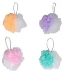 MAPPERZ Bath Shower Loofah Sponge Pouf/ Body Scrubber/ Round Loofah for Men and Women (Pack of 4)