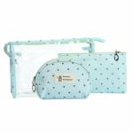 Awestuffs Cosmetic Bags Set of 3 Different Sizes Makeup and Toiletry Pouch Bag (Blue)