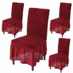 HOKIPO Stretchable Dining Table Chair Cover with Frill Set of 4 (AR-4616-B5*4)