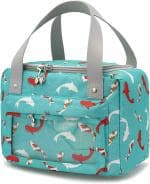 House of Quirk Insulated Reusable Lunch Bag Three-Layer Thick(Green Dolphine)