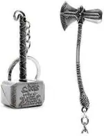 Blue Aura Abelestore Silver Metal Thor Hammer And Stormbreaker Key Chain (Pack Of 2)