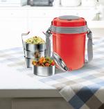 MILTON Electron Stainless Steel Tiffin Box Set, 360 ml/158 mm, Set of 4, Red…