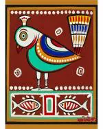 DECOR ADVENTURES Bird and Fishes by Jamini Roy Wall Painting 18 x 14 inch