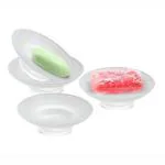 CSI INTERNATIONA Glass Soap Dish|Sabundani|Soap Holder for Bathroom and Kitchen,3.25 Inch (Set of 4)