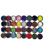 WorldWesties Nail Arts 32 Multicolor Cosmetic Glitter, Resin Crafts Loose Glitter Powder Shaker for Face Body Hair Eye Lip Gloss Makeup, Slime