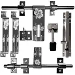 CIRCLE Door Kit Stainless Steel|Door Accessories Kit| Door Fittings Full Accessories |Door kit| |Door Hardware|Gate hardware| Front Aldrop|Back Latch|Two Handle|One Door Stopper&Tower Bolt